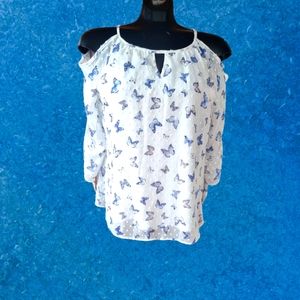 Tamara H. Cold Shoulder Lined Butterfly Blouse.